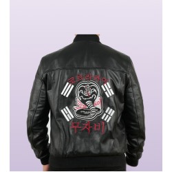 Johnny Lawrence Cobra Kai Black Bomber Jacket | Karate Kid Leather Bomber